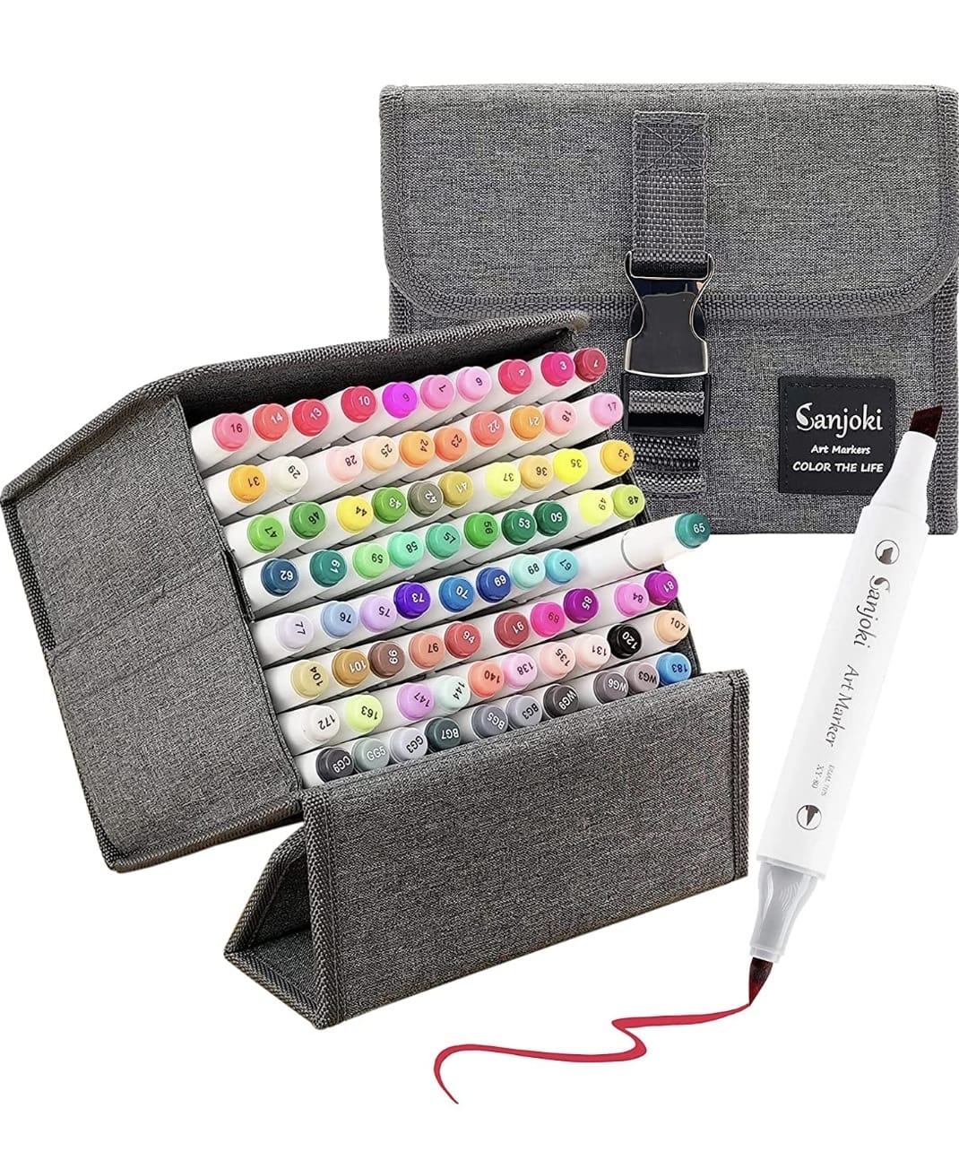 MARCADORES DE ALCOHOL PUNTA PINCEL Y PUNTA BISELADA, 80 COLORES