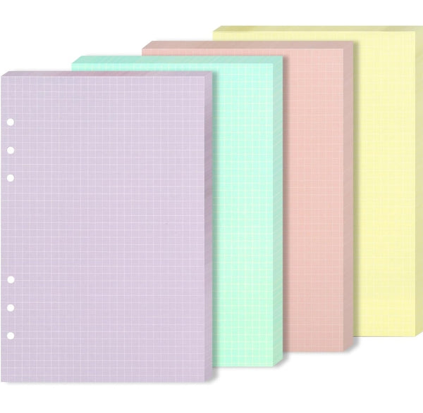 40 hojas A5 de colores, para carpeta de 6 anillos (6 ring binder)