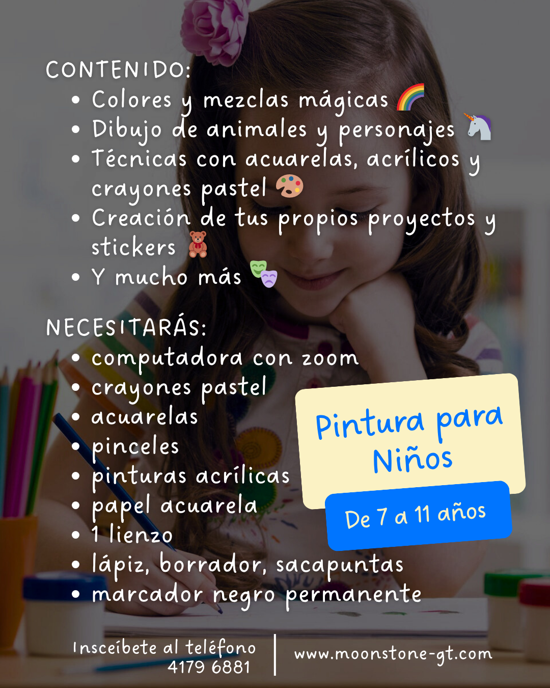 Taller Online | Curso de vacaciones por Zoom - Dibujo y Pintura para niños de 7 a 11 años