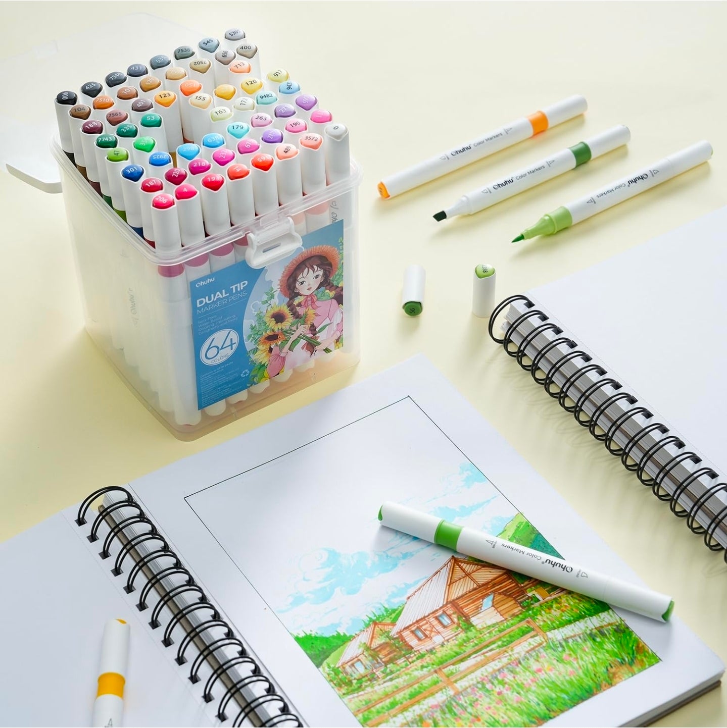 MARCADORES OHUHU PUNTA PINCEL 60 COLORES