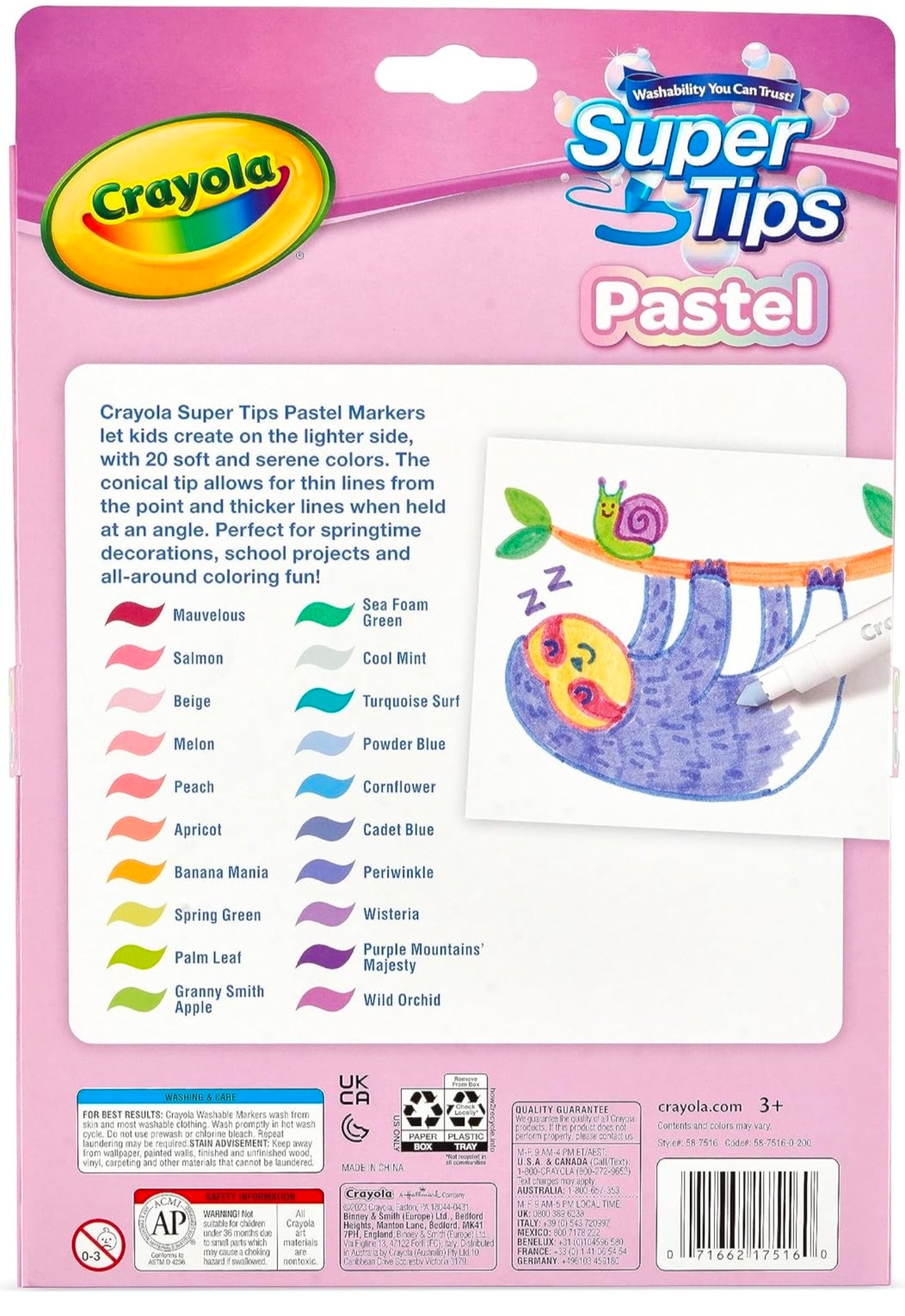 MARCADORES CRAYOLA SUPER TIPS DE 20 COLORES PASTEL