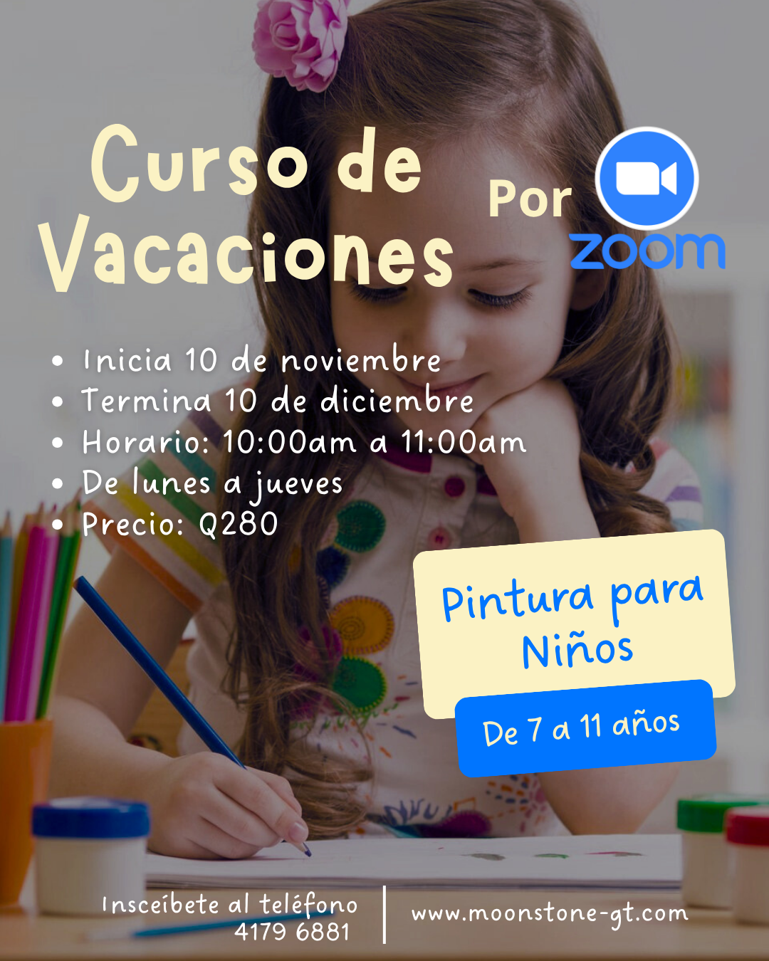 Taller Online | Curso de vacaciones por Zoom - Dibujo y Pintura para niños de 7 a 11 años