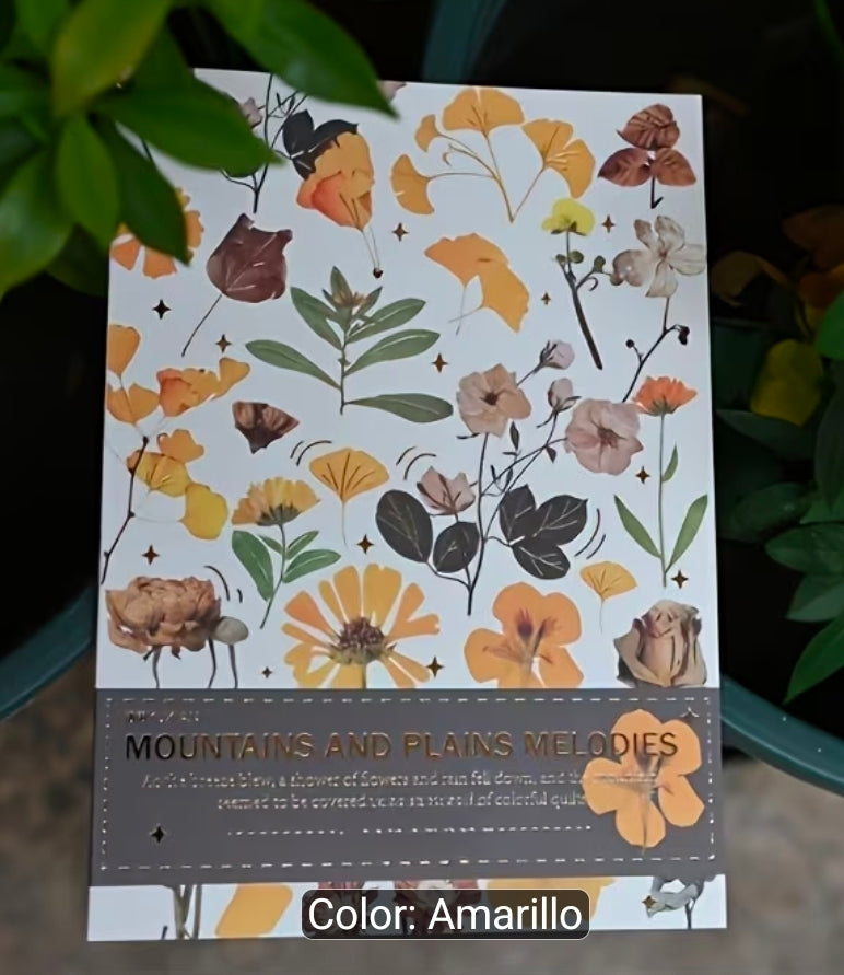 20 HOJAS DE STICKERS DE FLORES NATURALES - 400 STICKERS