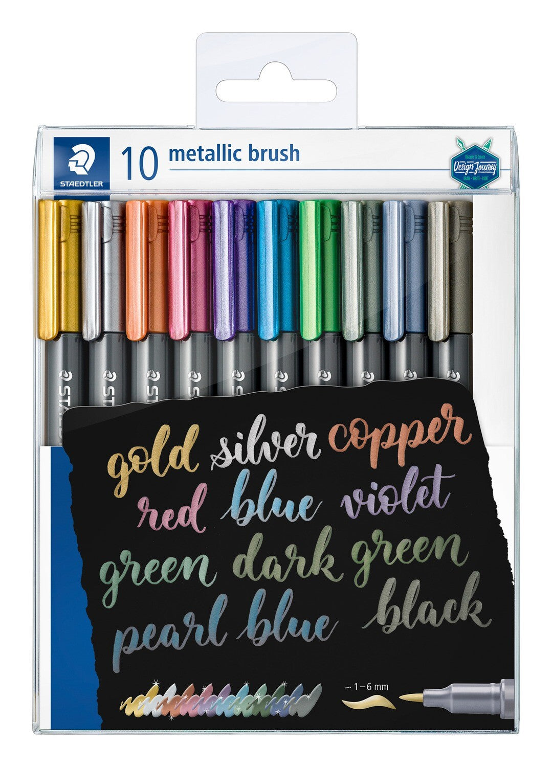 MARCADORES METALICOS PUNTA PINCEL 10 COLORES STAEDTLER