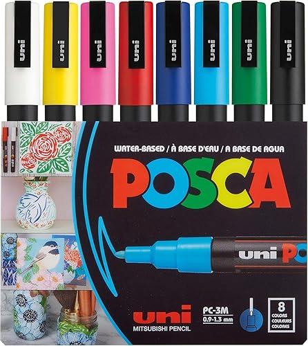 MARCADORES POSCA 8 COLORES 3M - PUNTA FINA