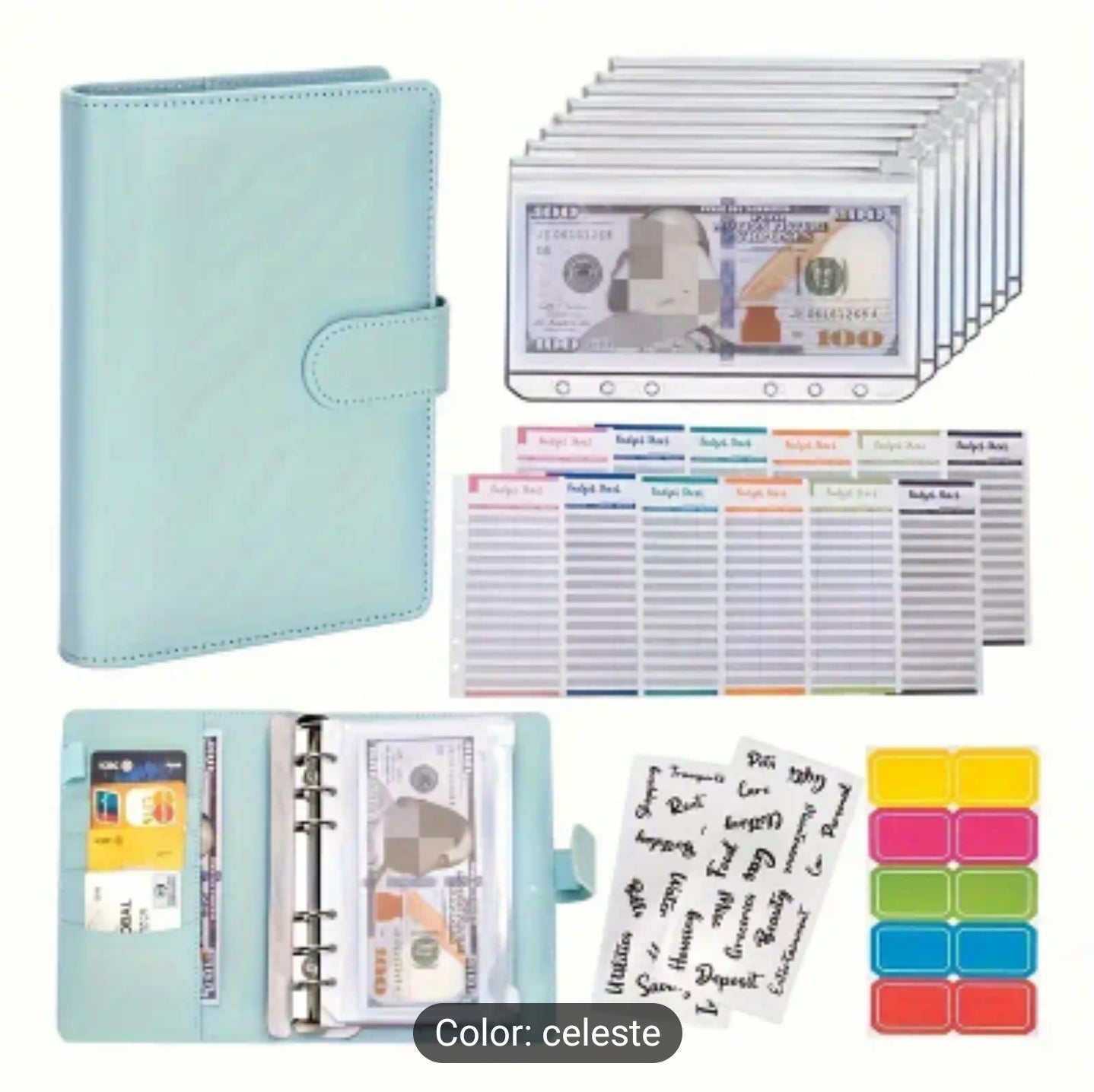 Kit de Carpeta A6 para Presupuestos celeste (6 ring binder)