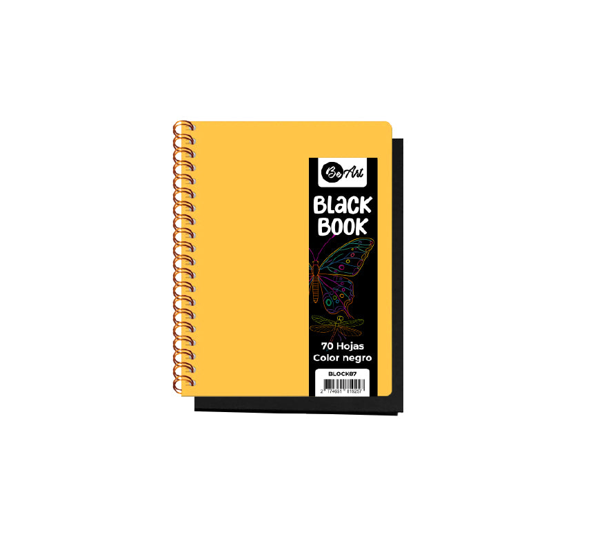 CUADERNO DE 70 HOJAS NEGRAS TAMAÑO MEDIA CARTA