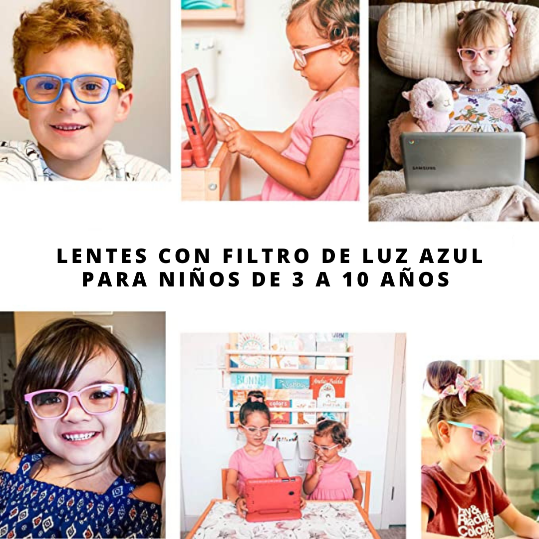 LENTES PARA NIÑOS DE 3 A 10 AÑOS CON FILTRO DE LUZ AZUL