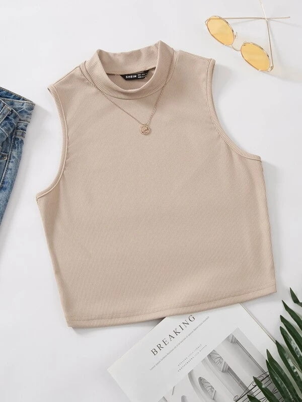 Camiseta sin mangas beige