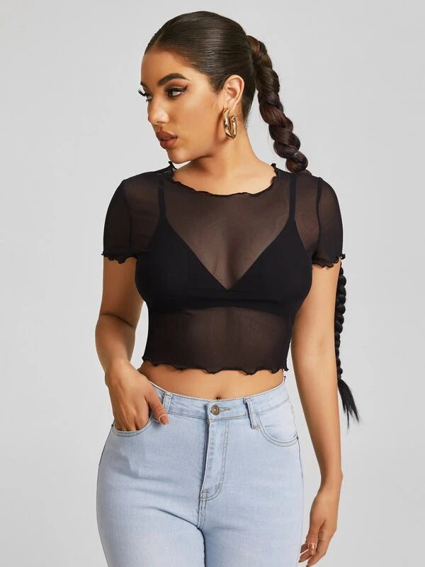 Blusa de mesh negra