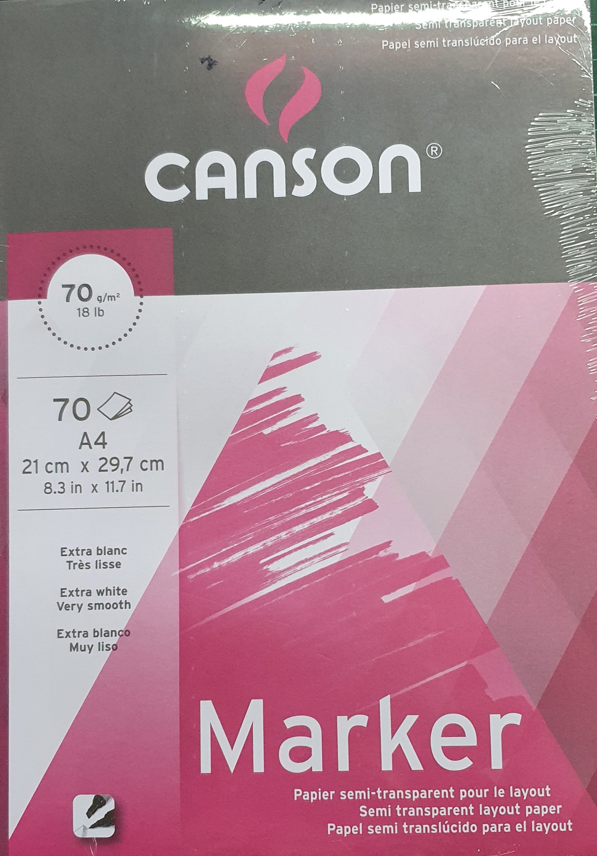 CANSON MARKER TAMAÑO A4 70 HOJAS DE 70 GRAMOS