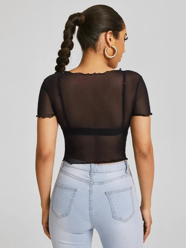 Blusa de mesh negra