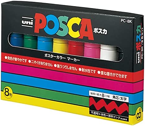 Marcadores UNI POSCA PC1MR Estuche 8 colores básicos – Hacemos Arte de tus  Sueños…