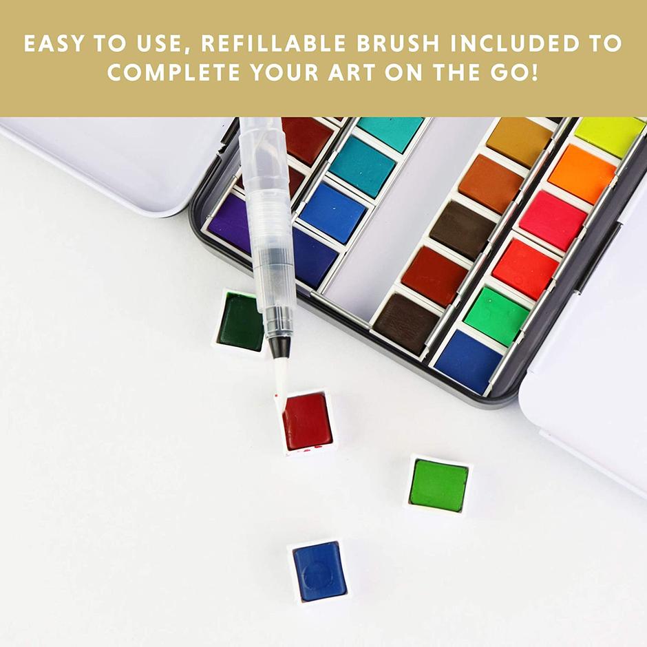 ACUARELAS DE 48 COLORES CON PINCEL RECARGABLE