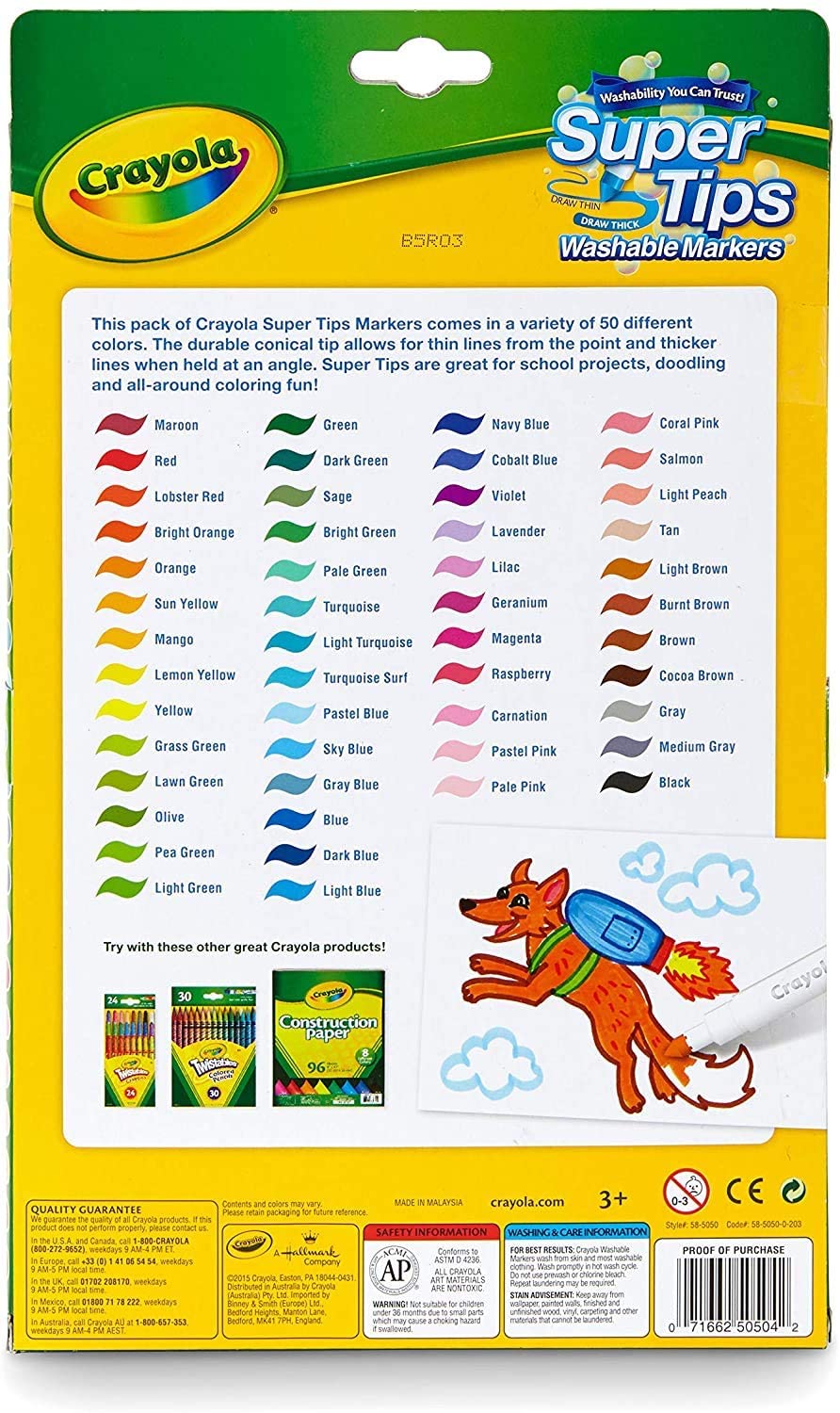 MARCADORES SUPER TIPS DE CRAYOLA 50 COLORES