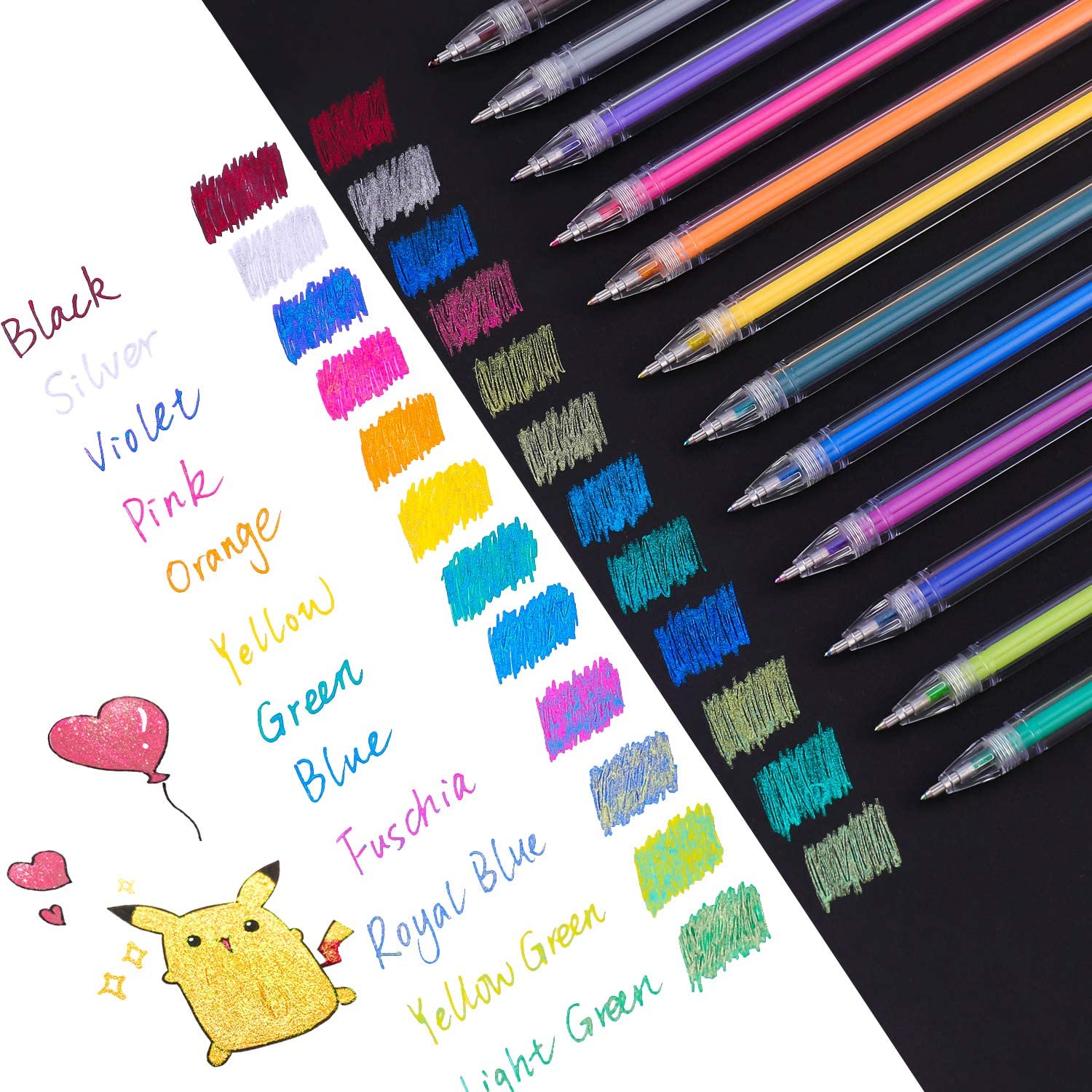 Lapiceros de 12 colores con GLITTER