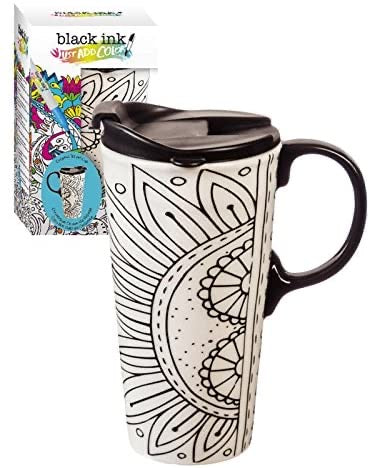 TAZA DE PORCELANA PARA CAFÉ PARA PINTAR CON MARCADORES - ESTILO MANDALA