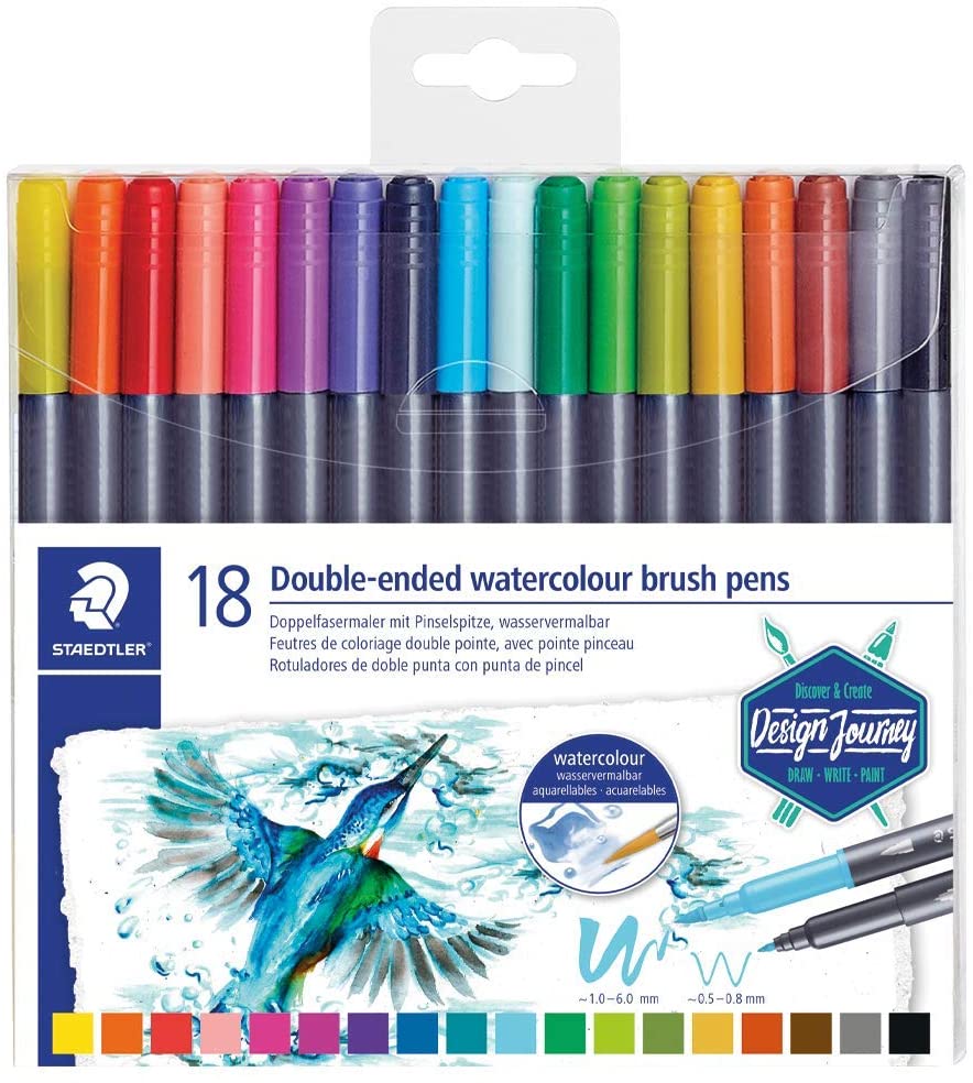 MARCADORES  STAEDTLER PUNTA PINCEL 18 COLORES DUAL