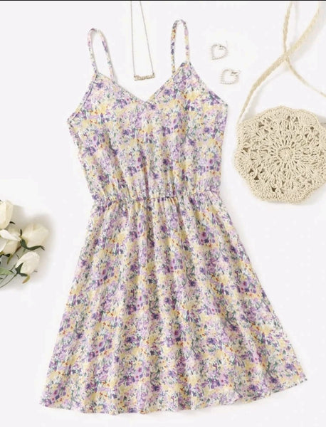 Vestido de flores lila xs