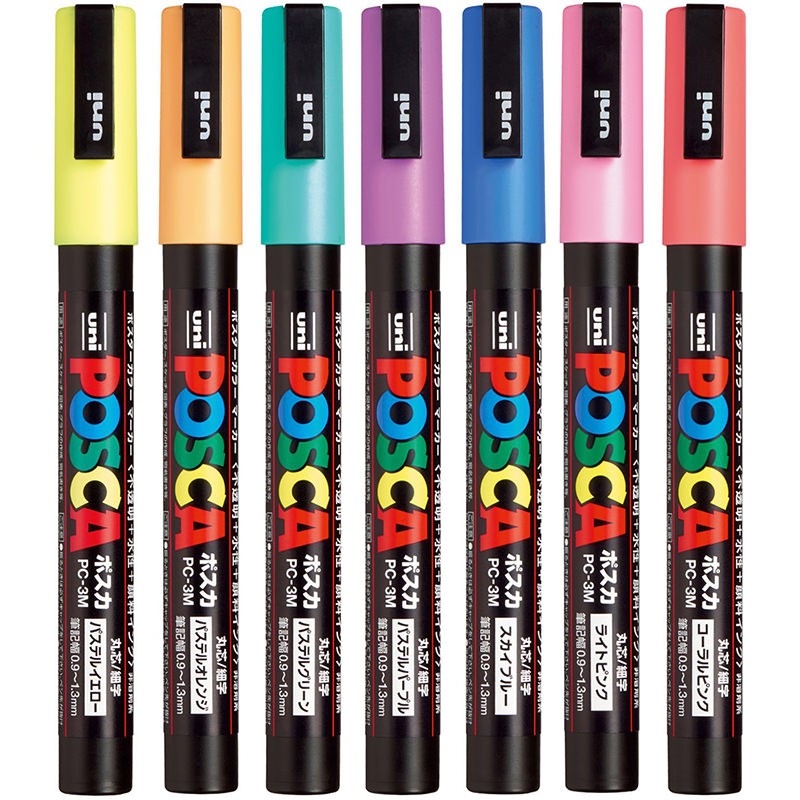 MARCADORES POSCA 7 COLORES PASTEL 3M PUNTA FINA