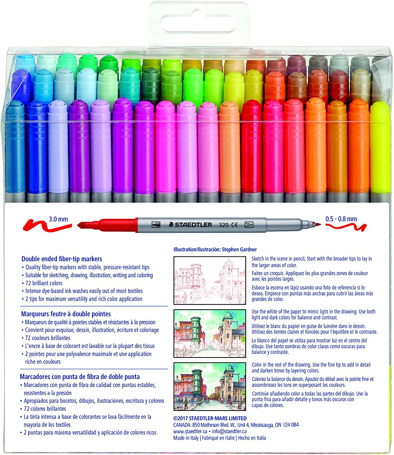 STAEDTLER MARCADORES DE 72 COLORES PUNTA CÓNICA DUAL