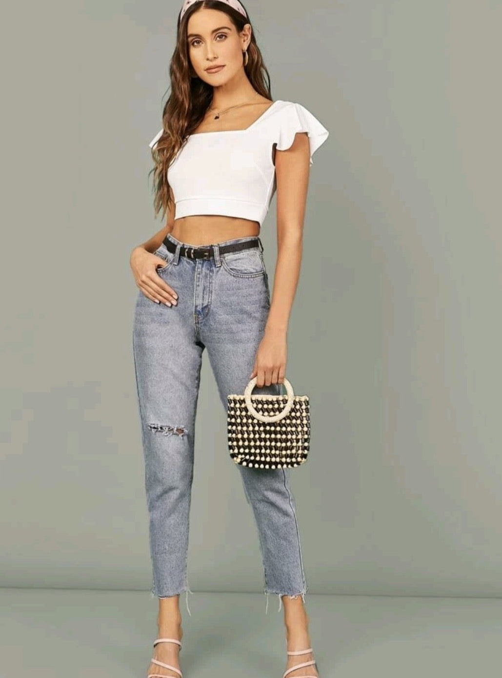 Crop top blanco escote en espalda