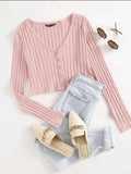 Blusa de botones manga larga rosada