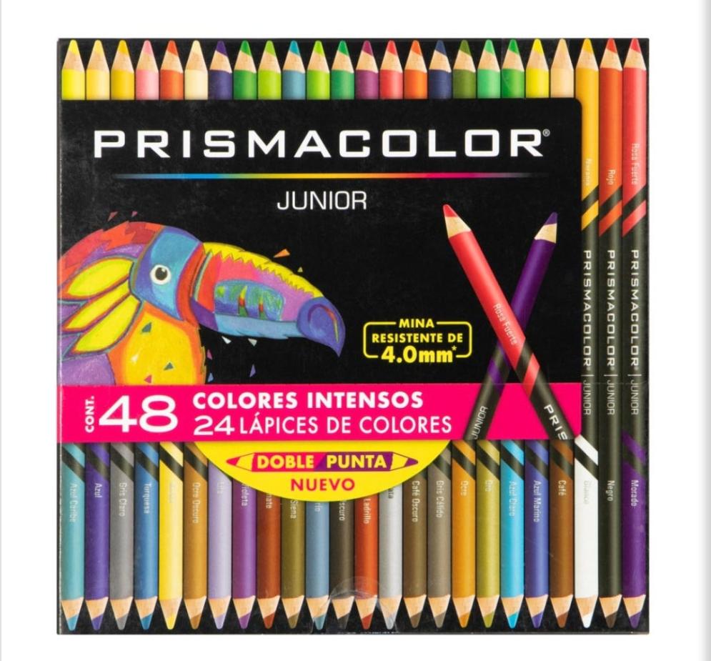 PRISMACOLOR 24 CRAYONES CON 48 COLORES, DOBLE PUNTA