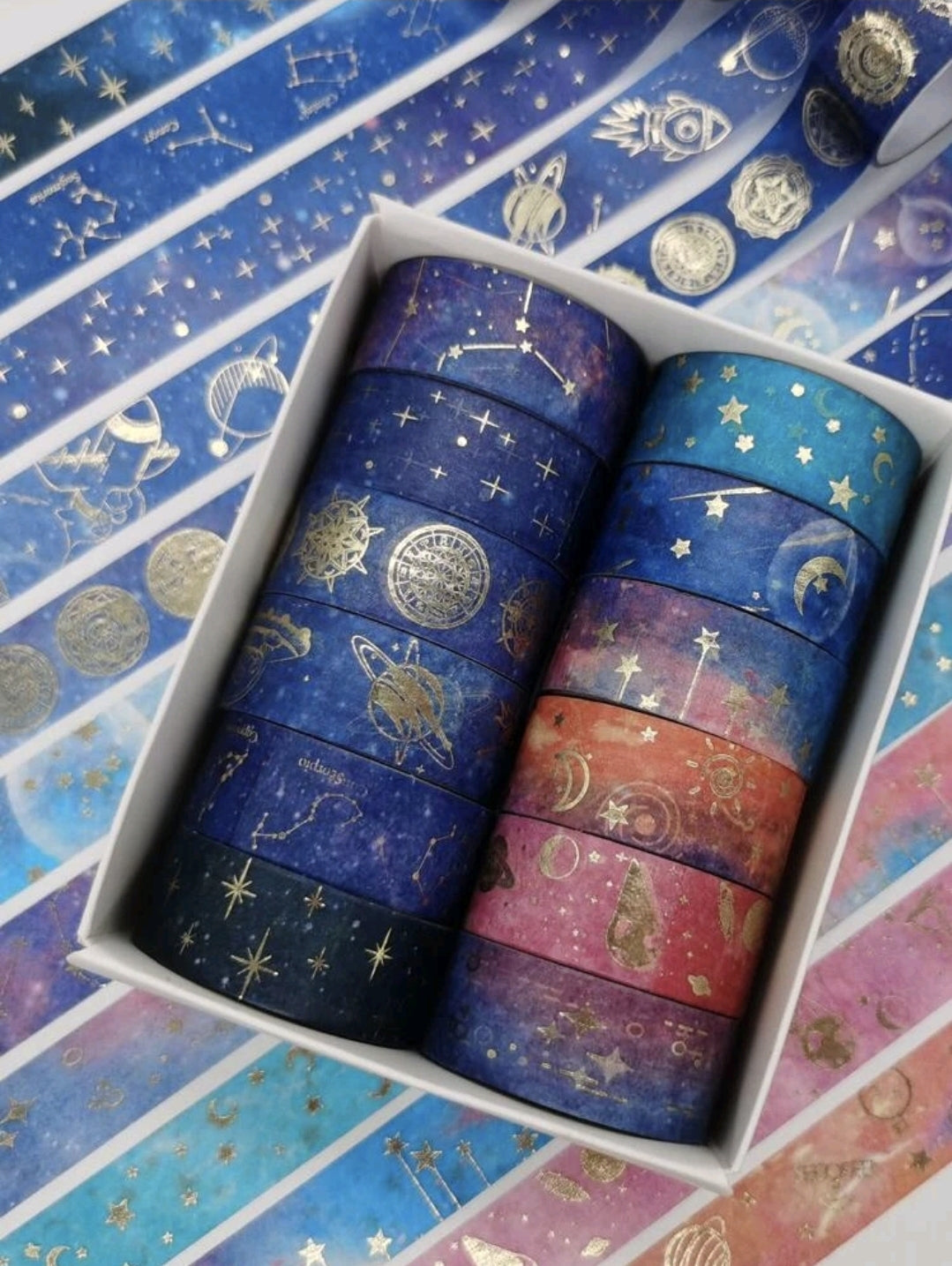 12 ROLLOS DE WASHI TAPE GALAXIAS