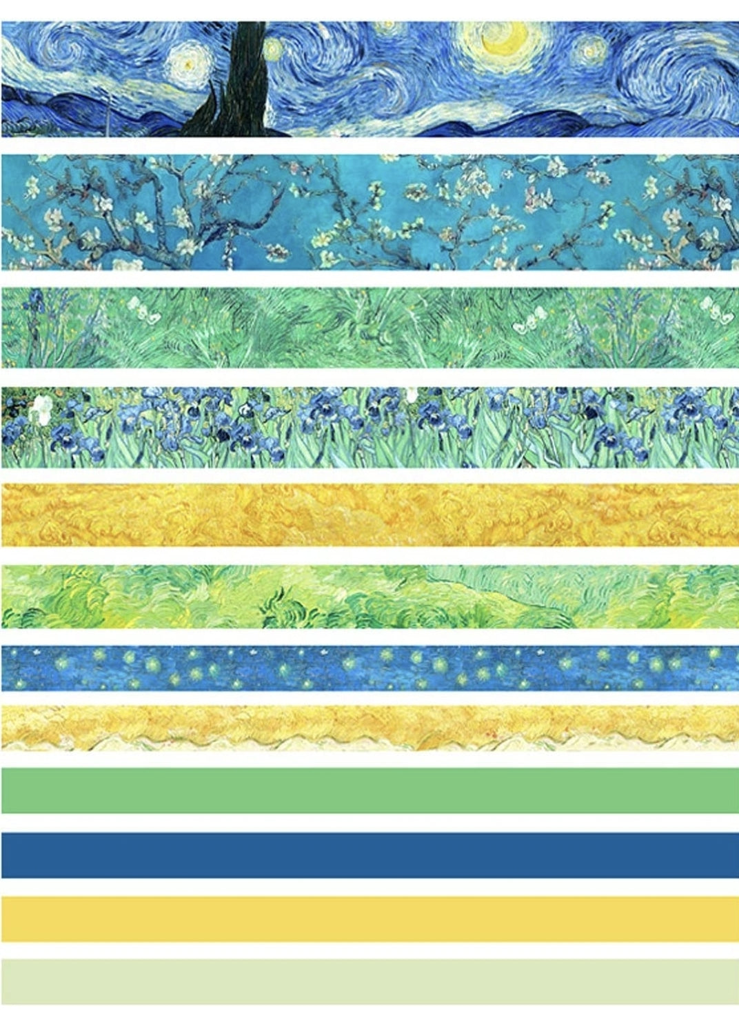 SET DE 12 WASHI TAPES NOCHE ESTRELLADA DE VAN GOGH