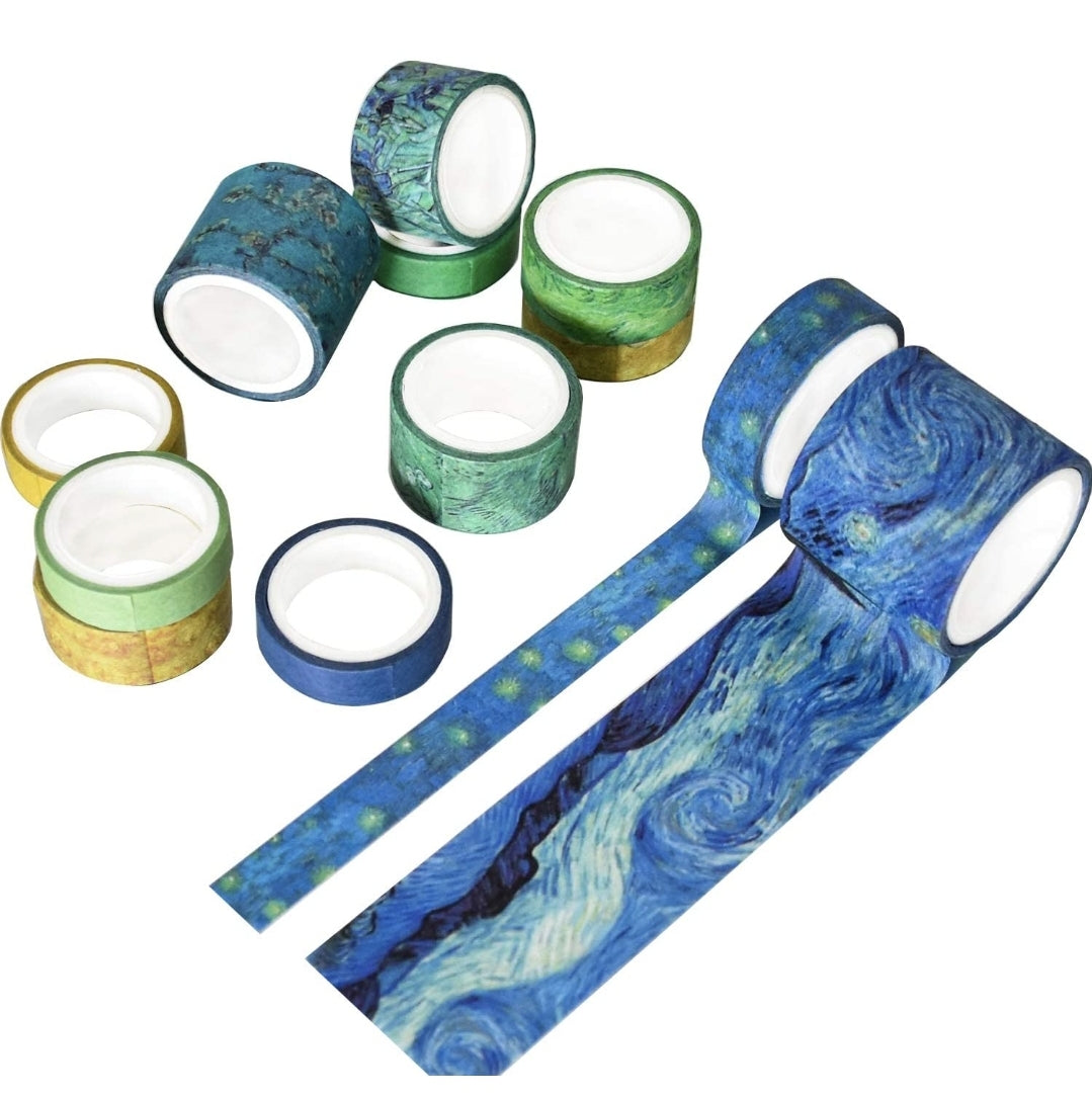 SET DE 12 WASHI TAPES NOCHE ESTRELLADA DE VAN GOGH