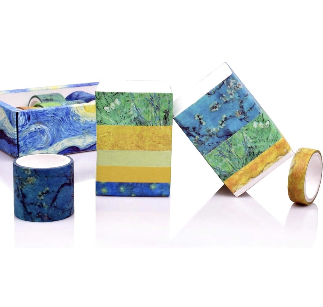 SET DE 12 WASHI TAPES NOCHE ESTRELLADA DE VAN GOGH