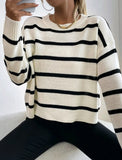 Suéter de lana rayas blancas y negras